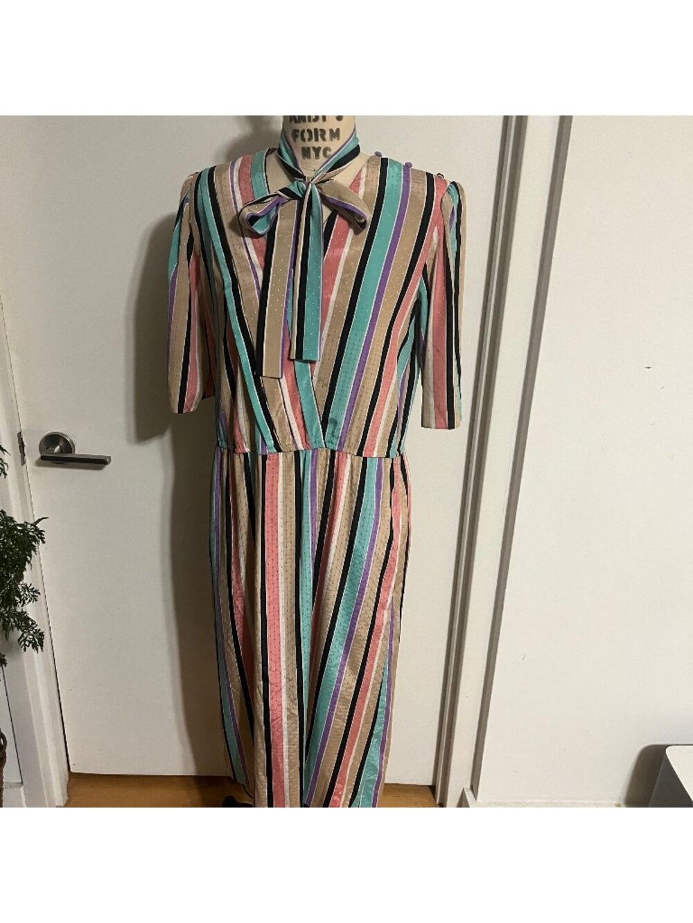 Vintage MS CHAUS Striped Midi Dress Size 10